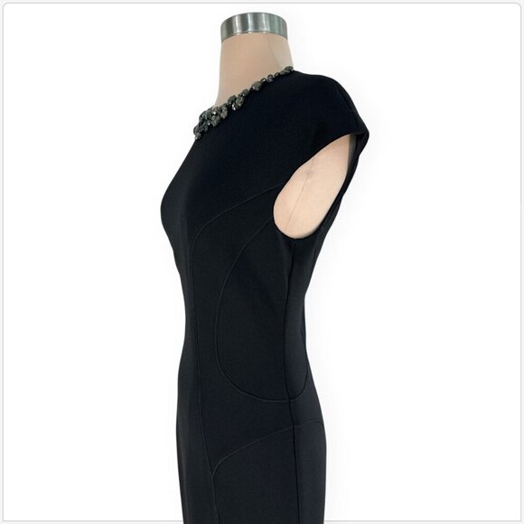 Ted Baker London Dardee Black Embellished Jewel Neck Bodycon Midi Dress 3 / M - Picture 4 of 7